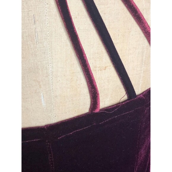 1990s POLY FASHION USA Velvet High SLIT Gown W/Cage Back & Statement Collar. S-M - Picture 9 of 10